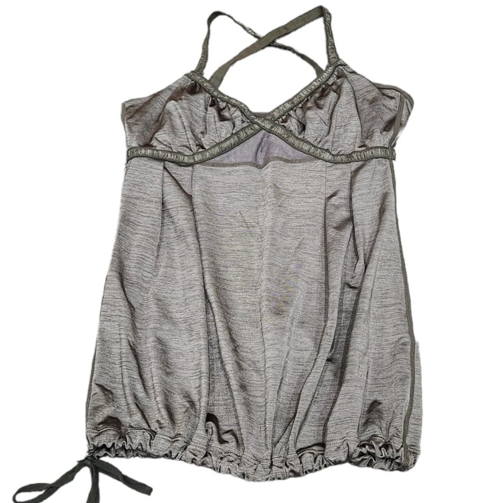 ❤️2/$18 Lululemon Athletic Goddess Green Built in Bra Tank Top Size S